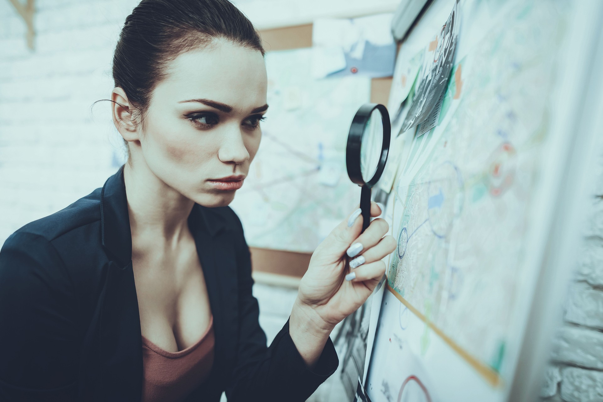 Detective is Working in Private Detective Agency