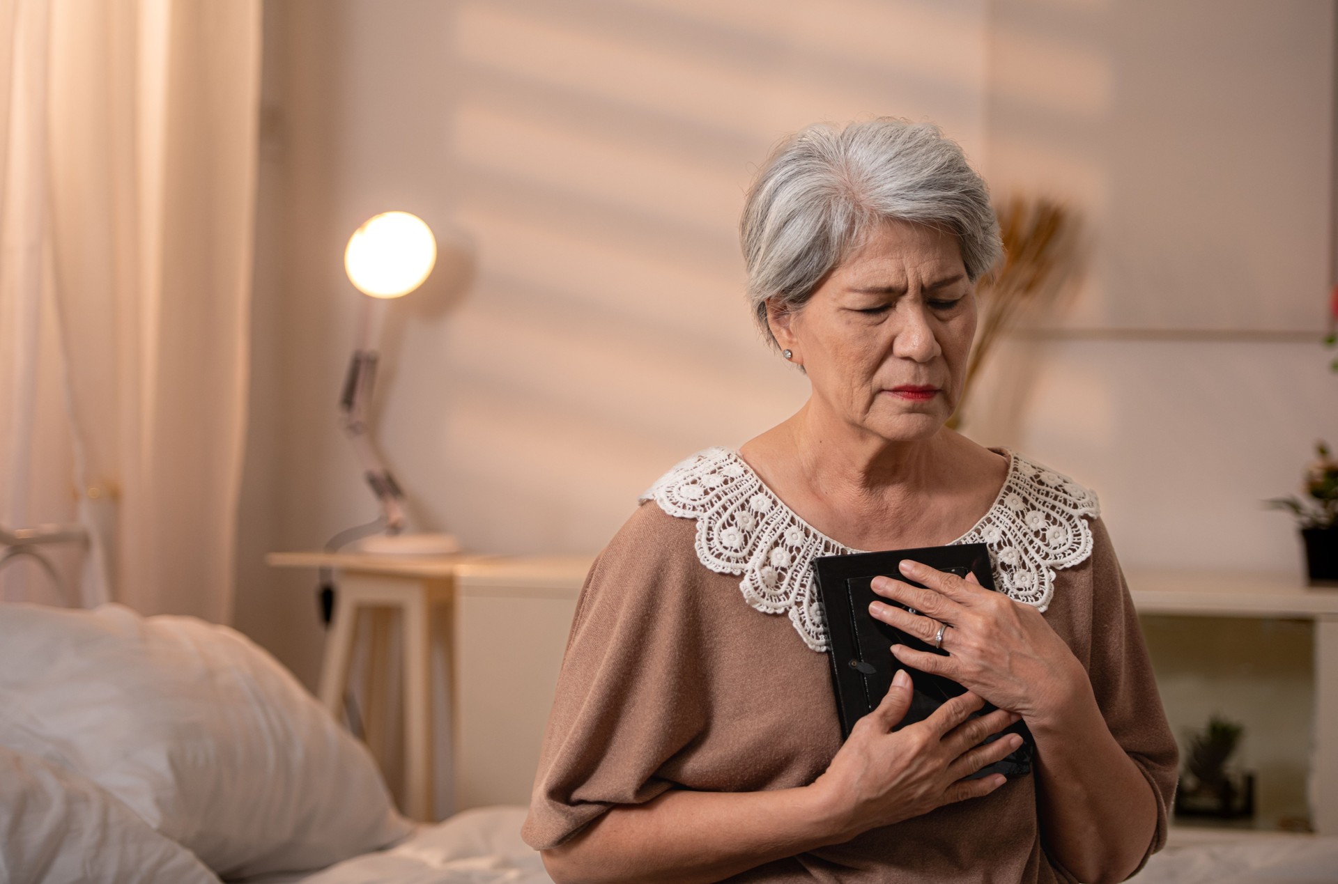 Elderly woman and lonely moments